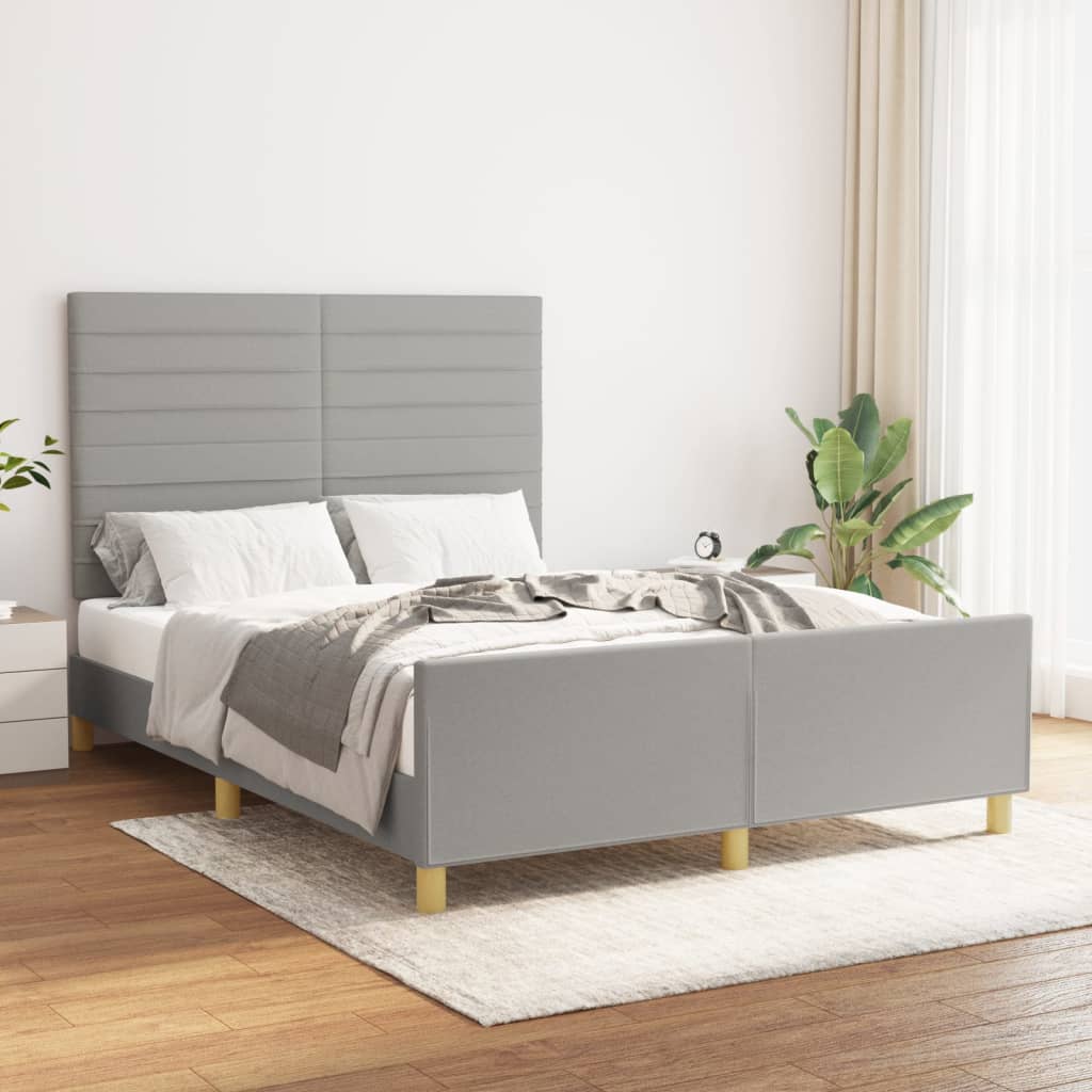 vidaXL Posteľný rám s čelom bledosivý 140x190 cm látka