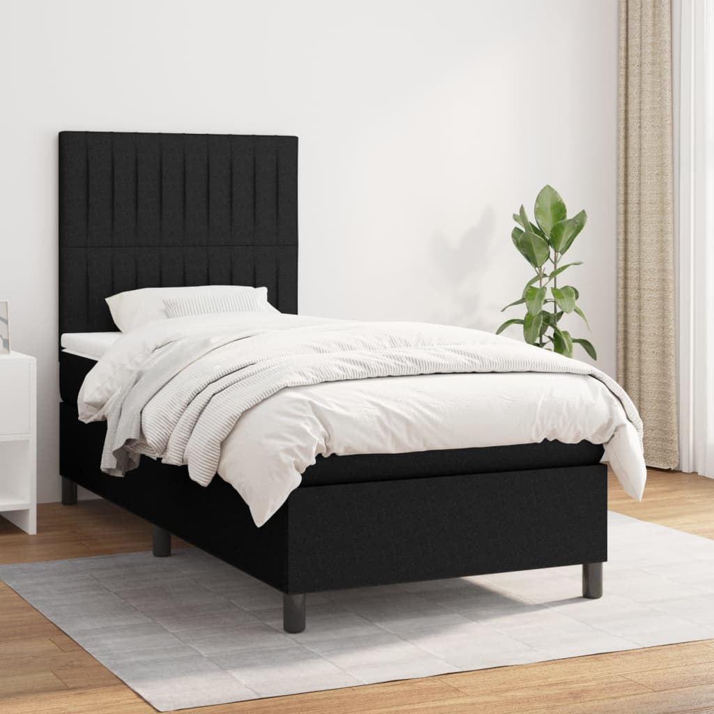 vidaXL Posteľný rám boxspring s matracom čierny 80x200 cm látka