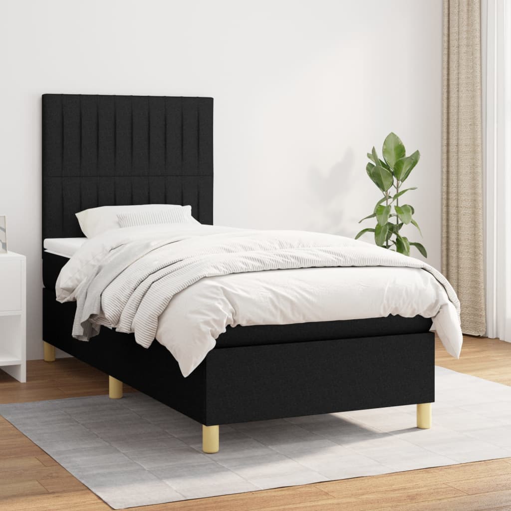 vidaXL Posteľný rám boxspring s matracom čierny 80x200 cm látka