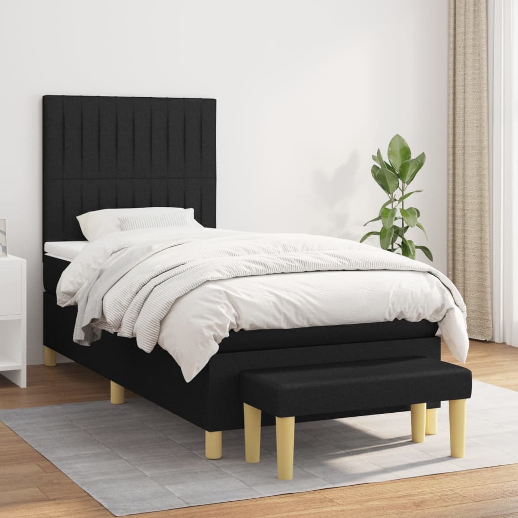 vidaXL Posteľný rám boxspring s matracom čierny 80x200 cm látka