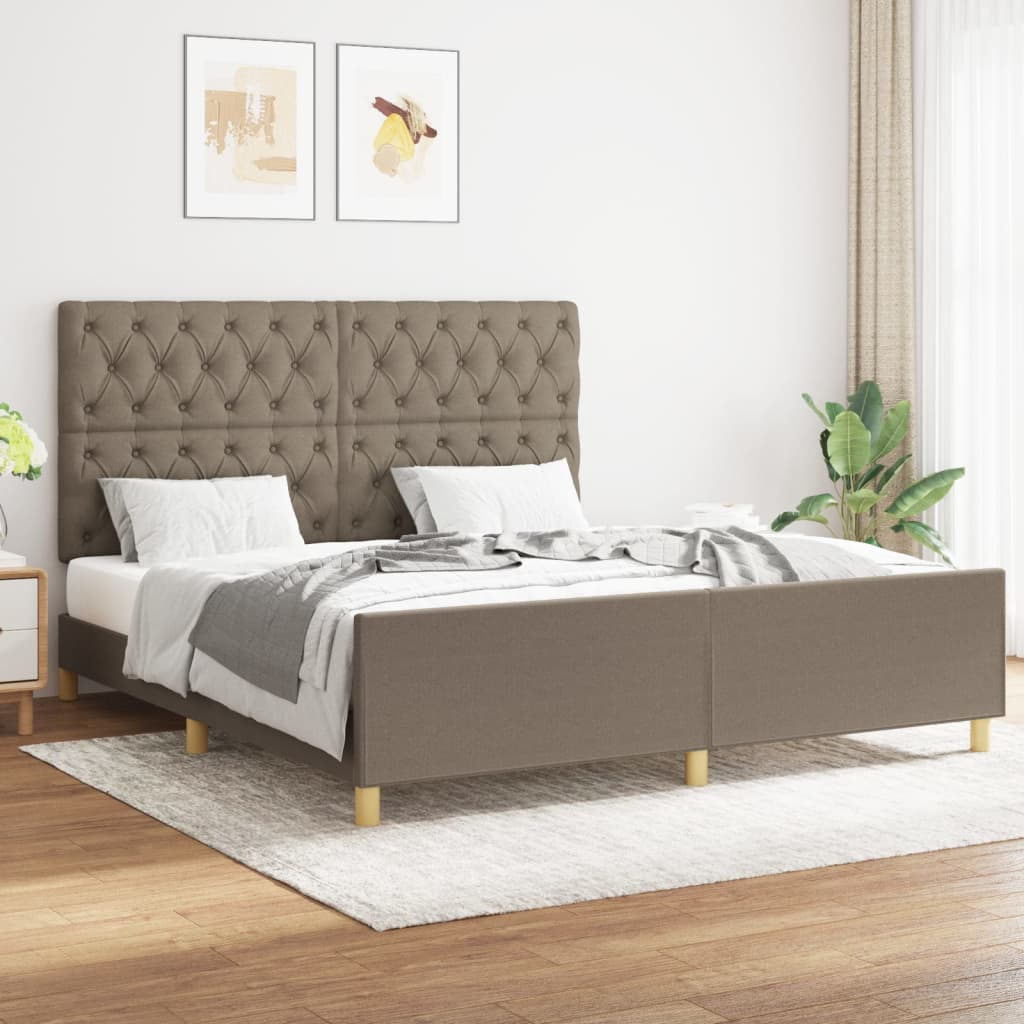 vidaXL Posteľný rám s čelom sivohnedý 160x200 cm látka