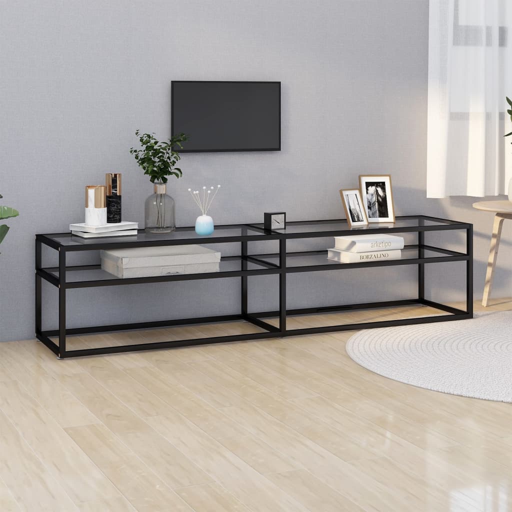 vidaXL TV stolík priehľadný 180x40x40,5 cm tvrdené sklo