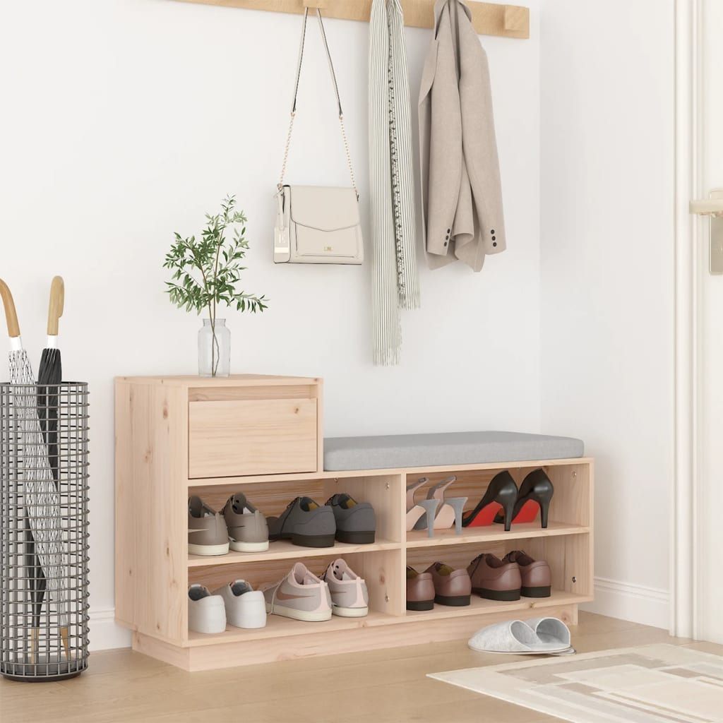 vidaXL Skrinka na topánky 110x34x61 cm masívna borovica