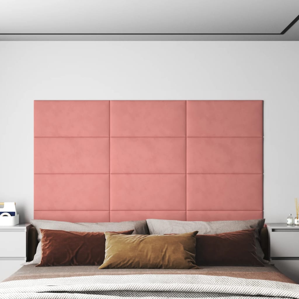 vidaXL Nástenné panely 12 ks ružové 60x30 cm zamat 2,16 m²