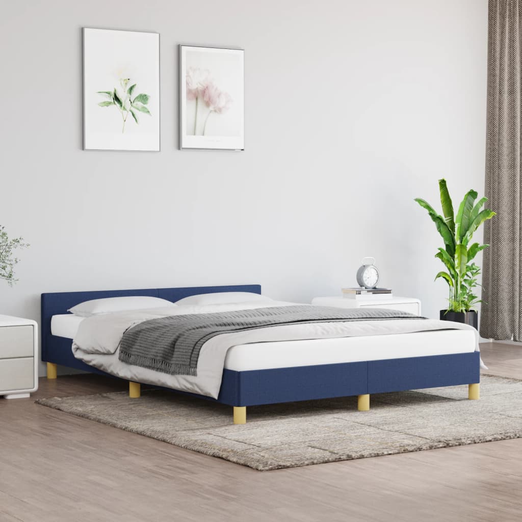 vidaXL Posteľný rám s čelom modrý 140x190 cm látka