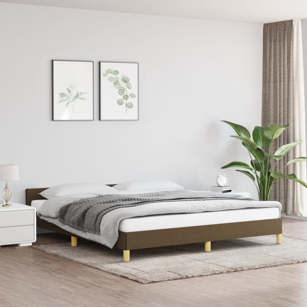 vidaXL Posteľný rám s čelom hnedý 160x200 cm látka
