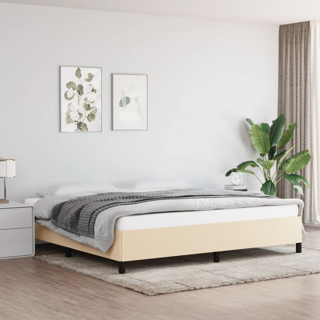 vidaXL Posteľný rám krémový 200x200 cm látka