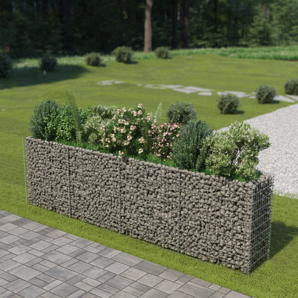vidaXL Gabiónový vyvýšený záhon, pozinkovaná oceľ 360x50x100 cm