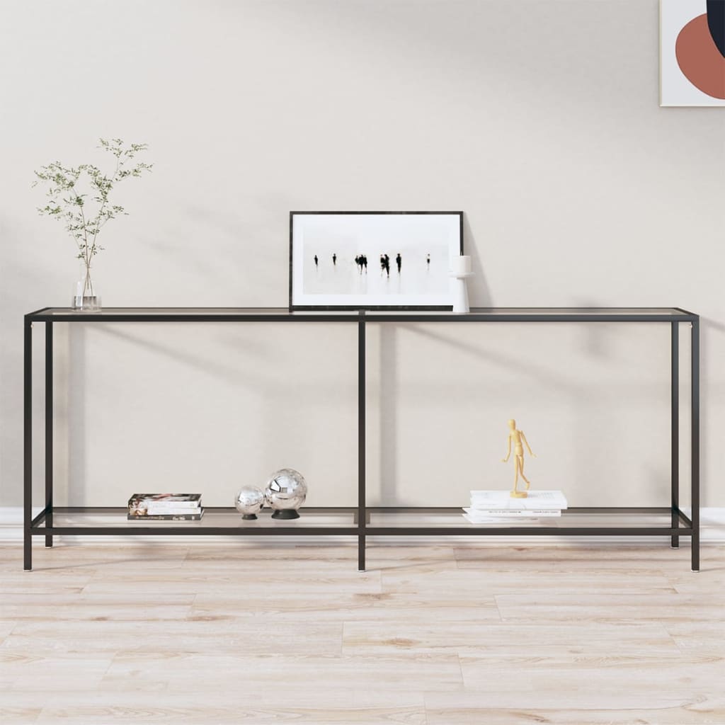 vidaXL Konzolový stolík priehľadný 200x35x75,5 cm tvrdené sklo