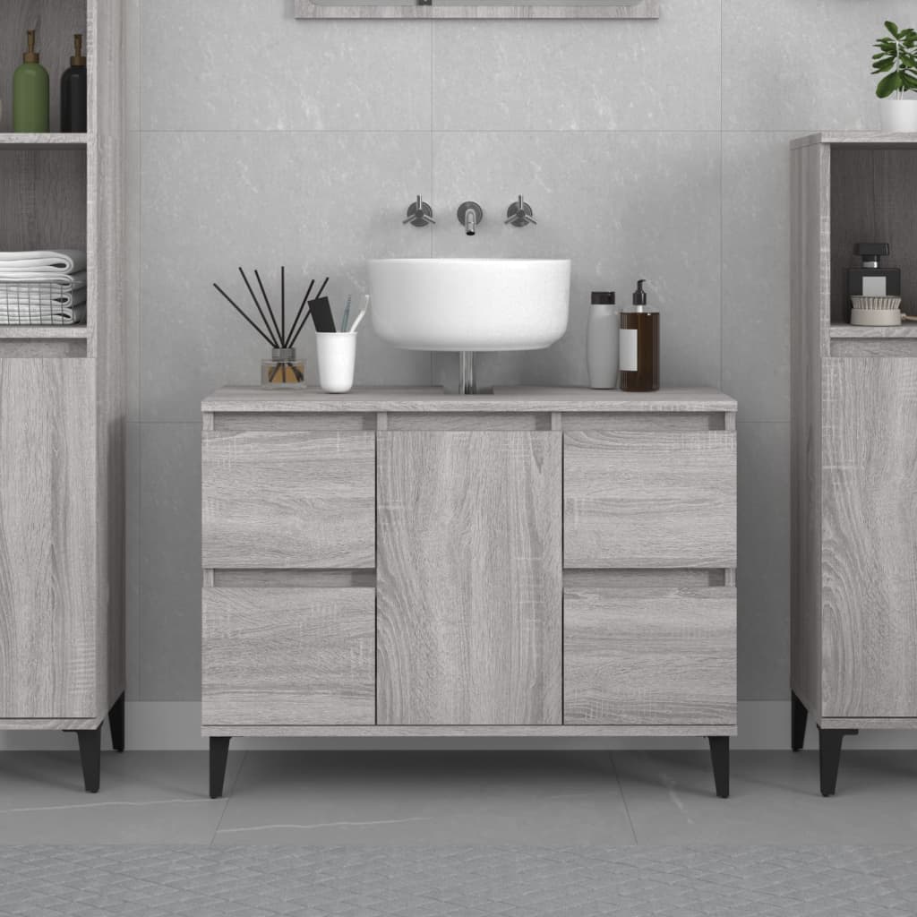 vidaXL Umývadlová skrinka sivý dub sonoma 80x33x60 cm kompozitné drevo