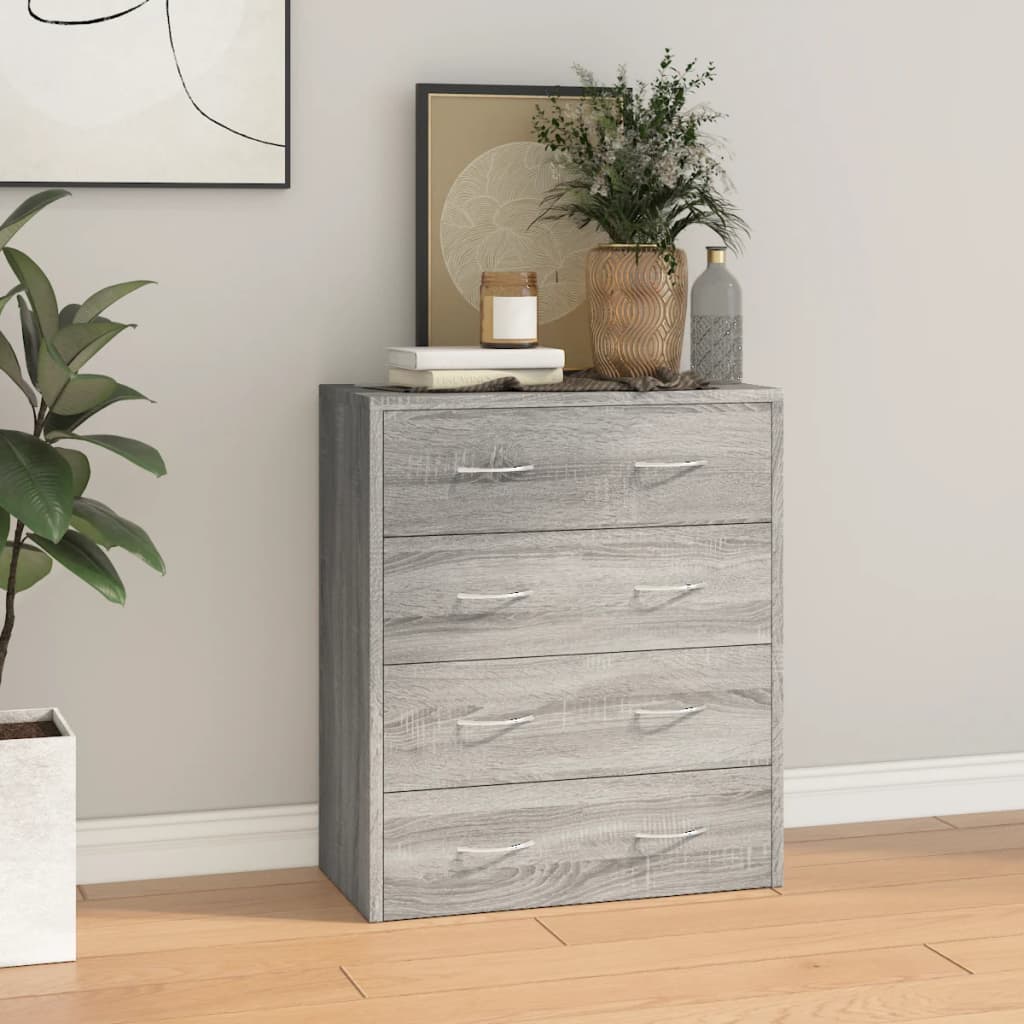 vidaXL Komoda so 4 zásuvkami 60x30,5x71 cm sivá sonoma