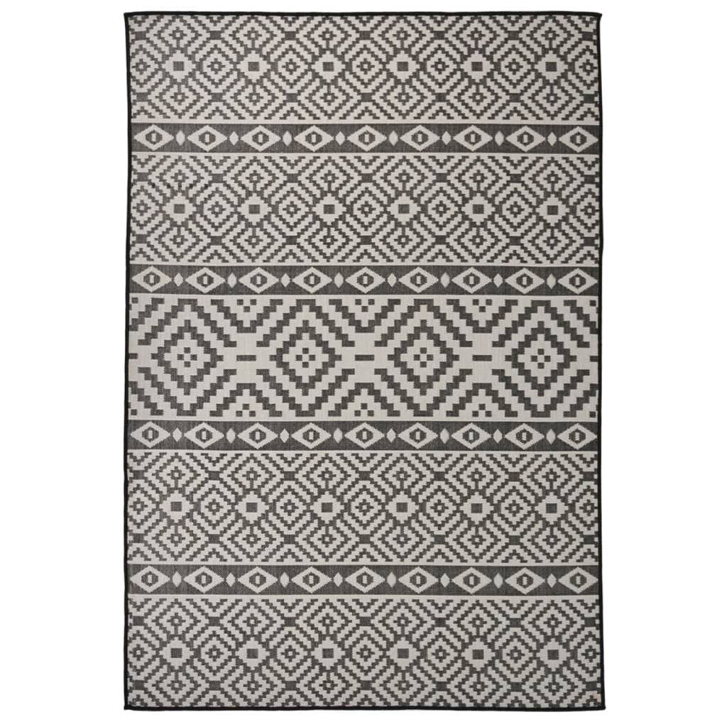 vidaXL Vonkajší koberec s plochým tkaním 160x230 cm čierny pruhovaný