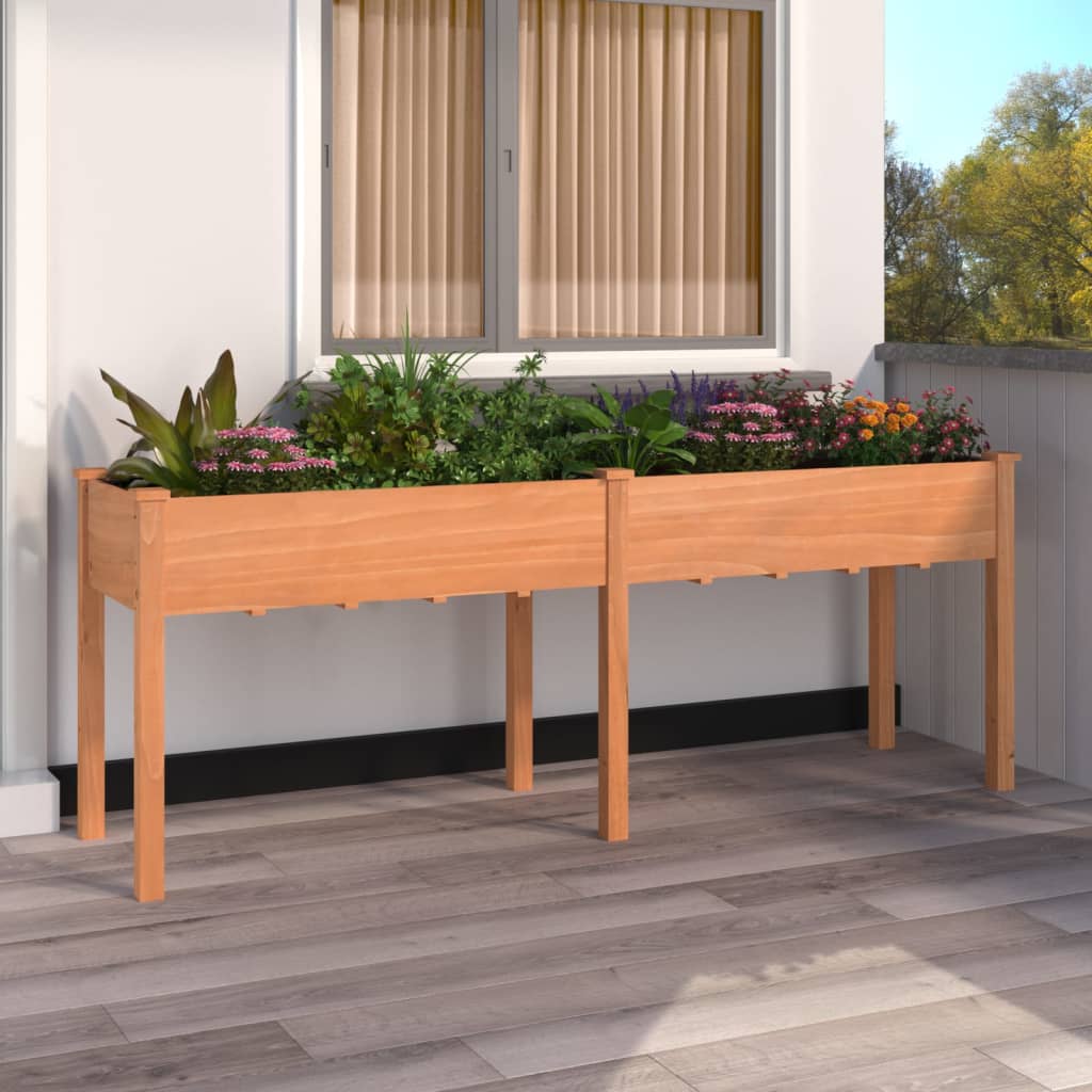 vidaXL Kvetináč s vložkou hnedý 203x53x76 cm jedľový masív