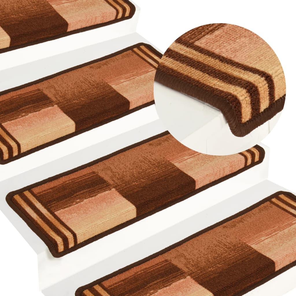 vidaXL Samolepiace nášľapy na schody 15 ks 65x21x4 cm hnedé