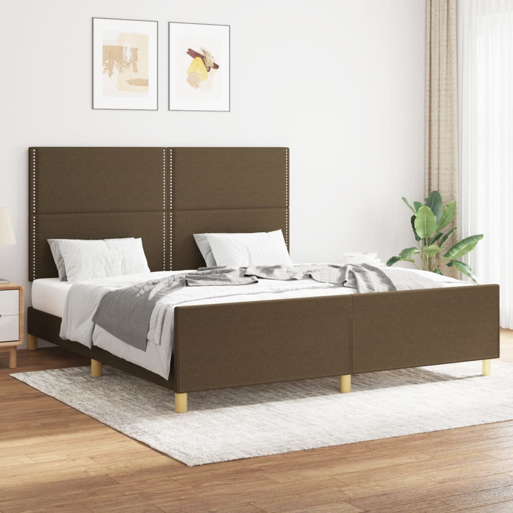 vidaXL Posteľný rám s čelom hnedý 160x200 cm látka