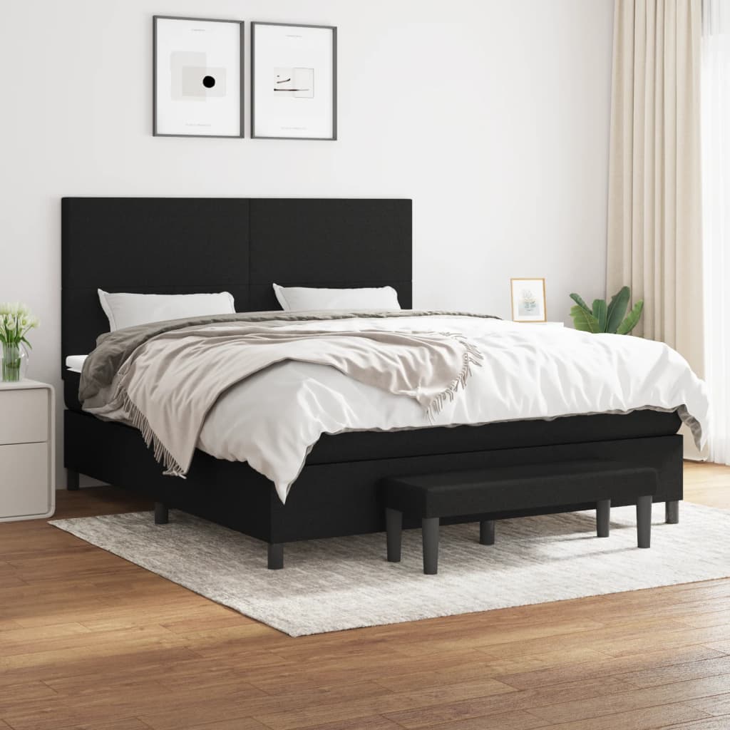 vidaXL Posteľný rám boxspring s matracom čierny 180x200 cm látka
