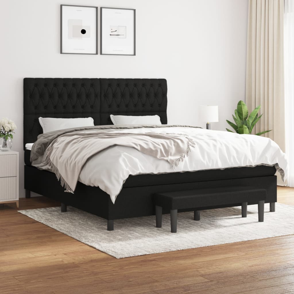 vidaXL Posteľný rám boxspring s matracom čierny 180x200 cm látka