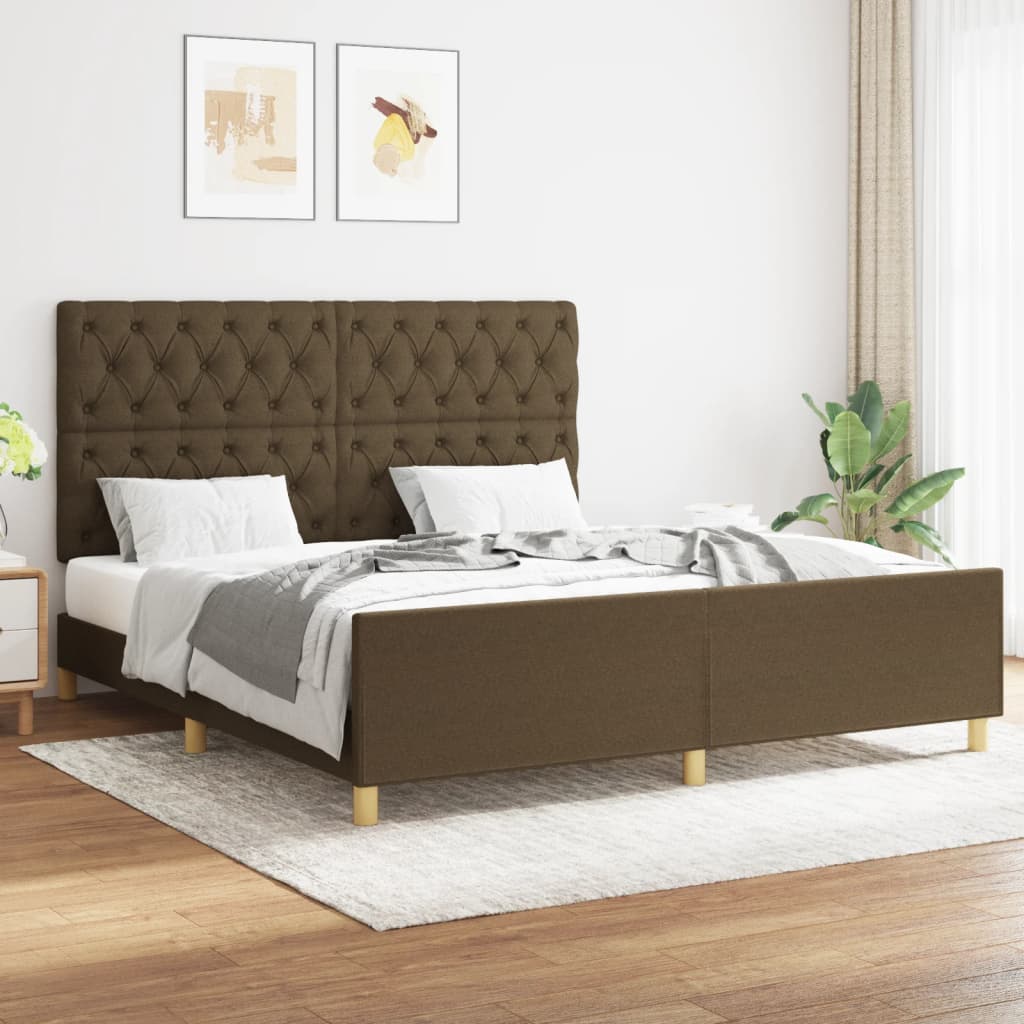 vidaXL Posteľný rám s čelom hnedý 160x200 cm látka