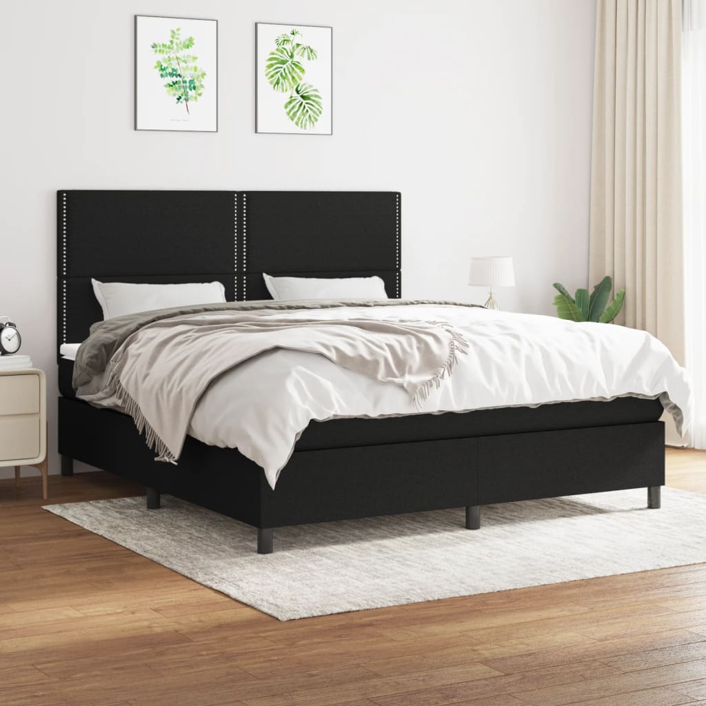 vidaXL Posteľný rám boxspring s matracom čierny 180x200 cm látka