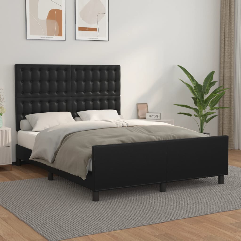vidaXL Posteľný rám s čelom čierny 140x190 cm umelá koža