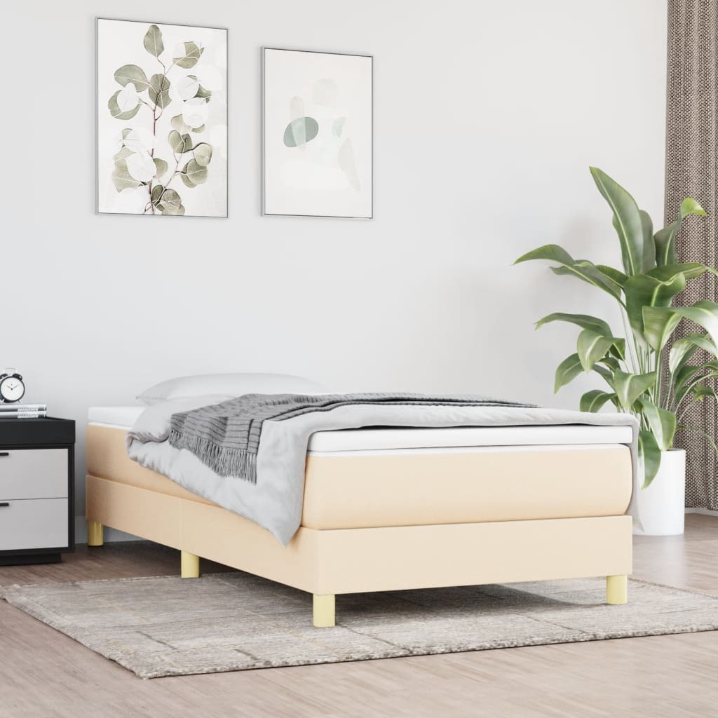 vidaXL Posteľný rám boxspring s matracom krémový 90x190 cm látka