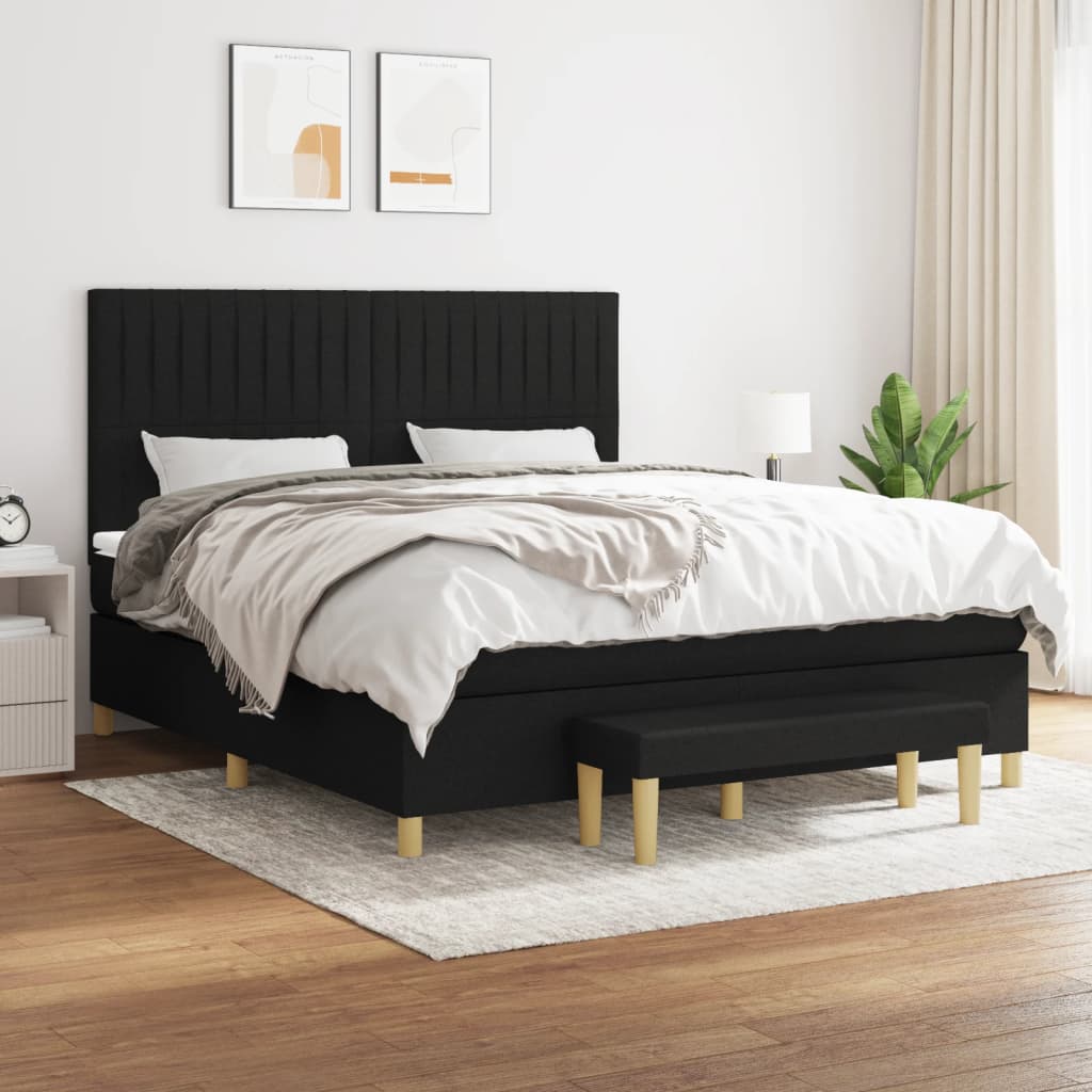 vidaXL Posteľný rám boxspring s matracom čierny 180x200 cm látka