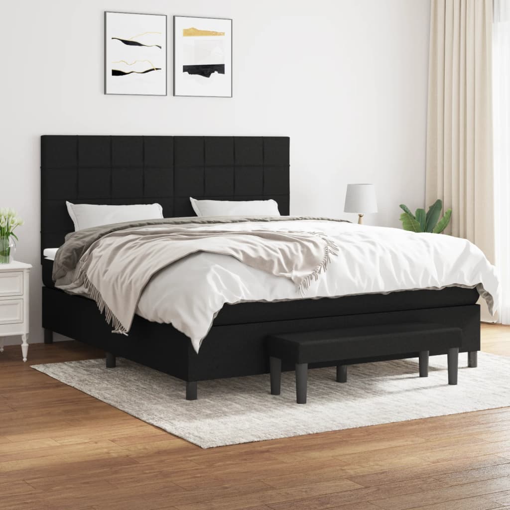 vidaXL Posteľný rám boxspring s matracom čierny 180x200 cm látka