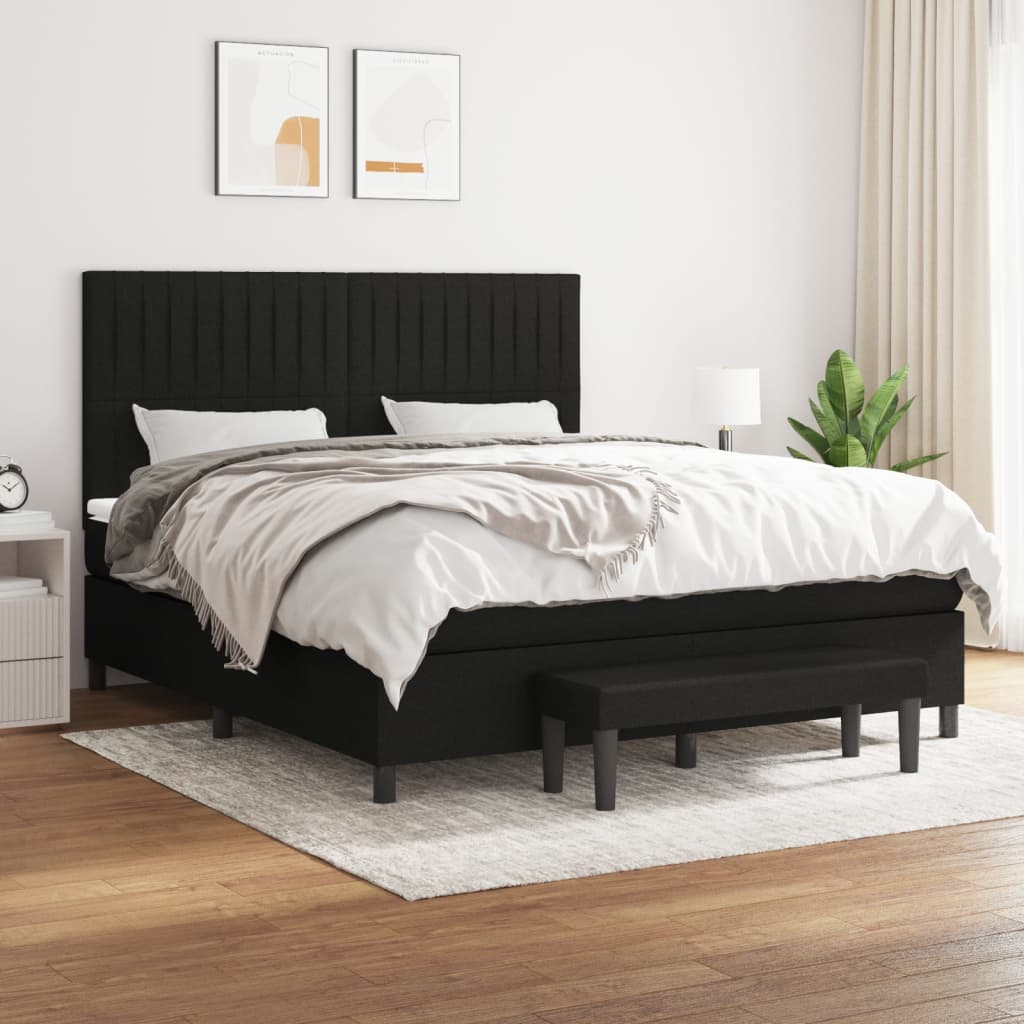 vidaXL Posteľný rám boxspring s matracom čierny 180x200 cm látka