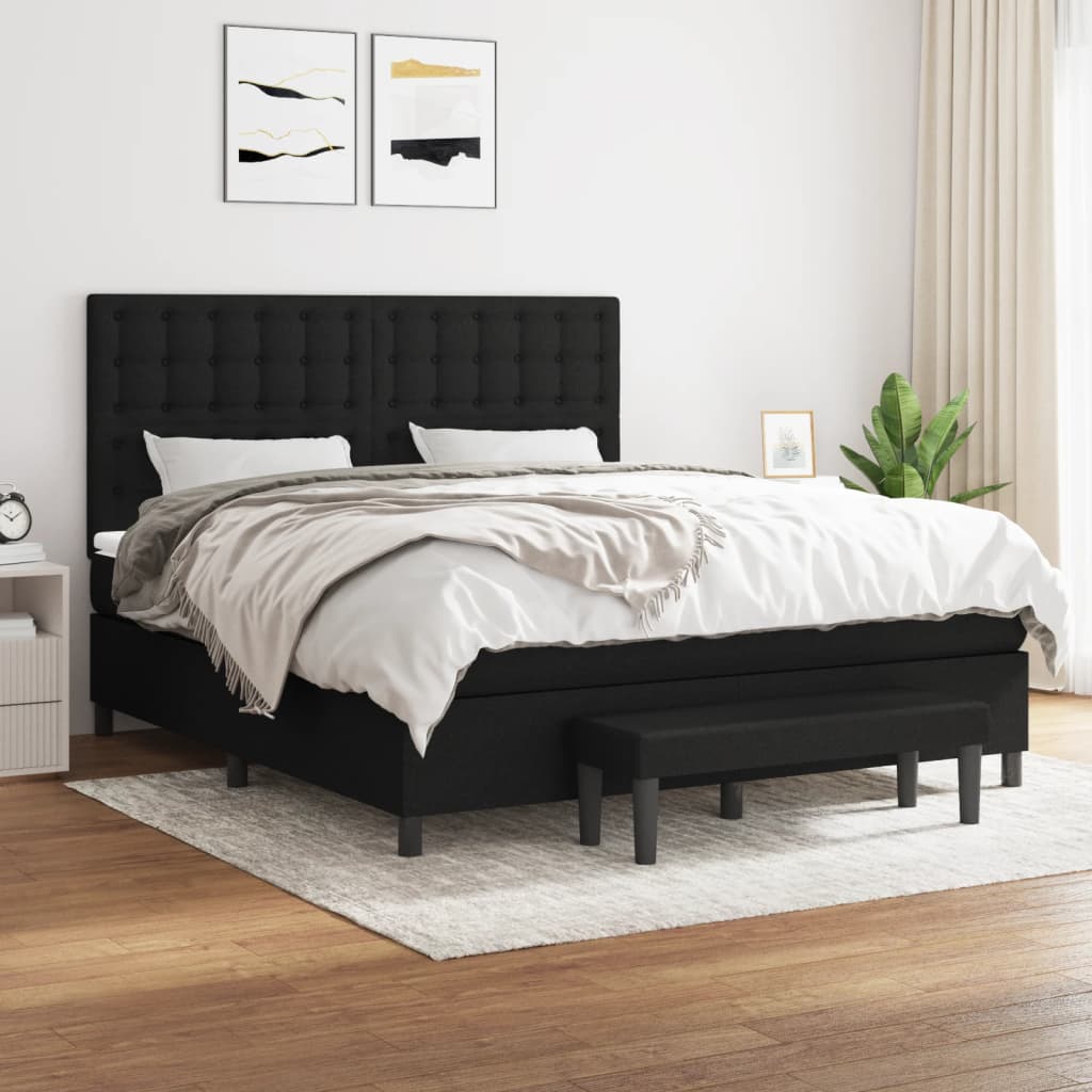 vidaXL Posteľný rám boxspring s matracom čierny 180x200 cm látka
