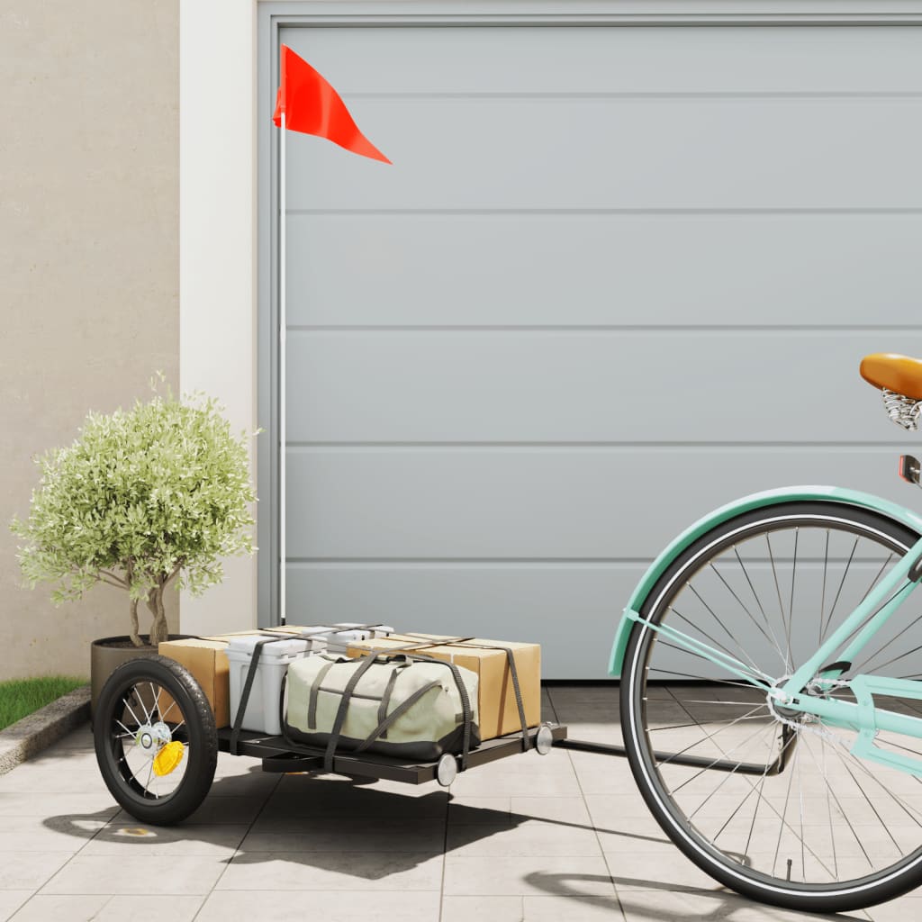 vidaXL Príves na bicykel, čierny 122x53x28 cm, železo