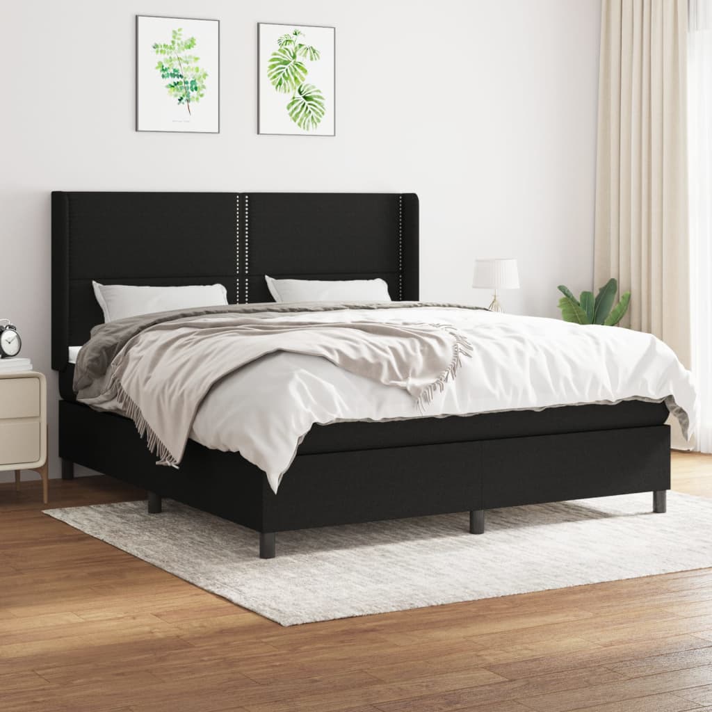vidaXL Posteľný rám boxspring s matracom čierny 180x200 cm látka