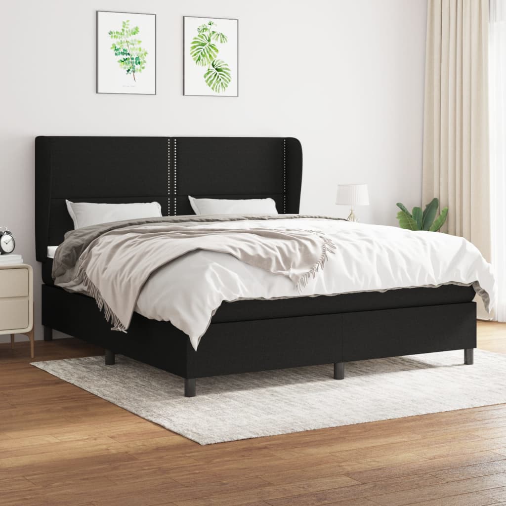 vidaXL Posteľný rám boxspring s matracom čierny 180x200 cm látka