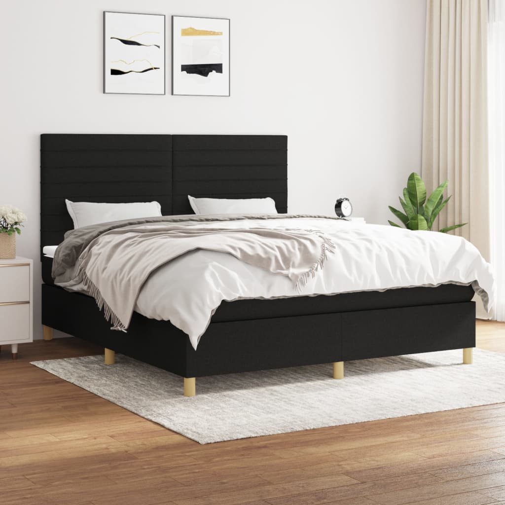 vidaXL Posteľný rám boxspring s matracom čierny 180x200 cm látka