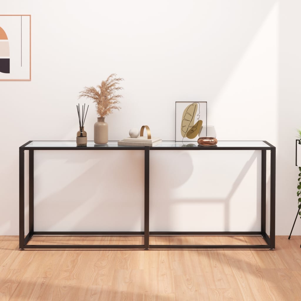 vidaXL Konzolový stolík priehľadný 180x35x75 cm tvrdené sklo