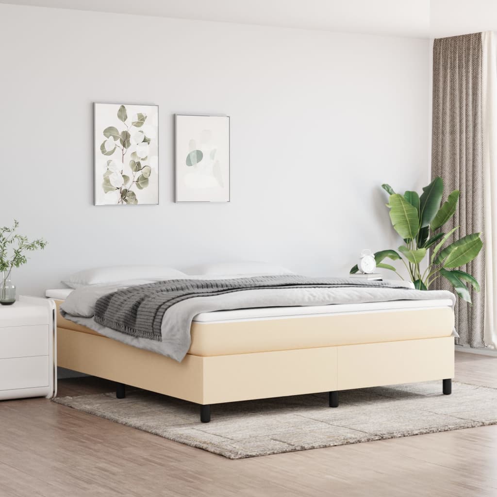 vidaXL Posteľný rám boxspring s matracom krémový 180x200 cm látka
