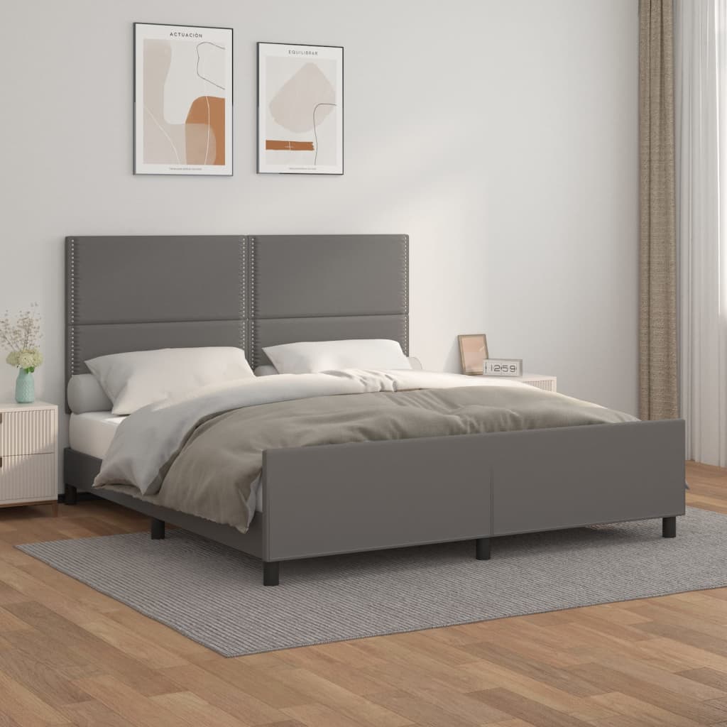 vidaXL Posteľný rám s čelom sivý 180x200 cm umelá koža