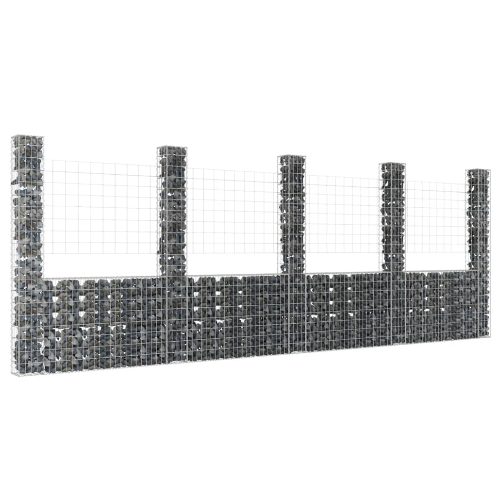 vidaXL Železný gabiónový kôš v tvare U s 5 stĺpmi 500x20x200 cm