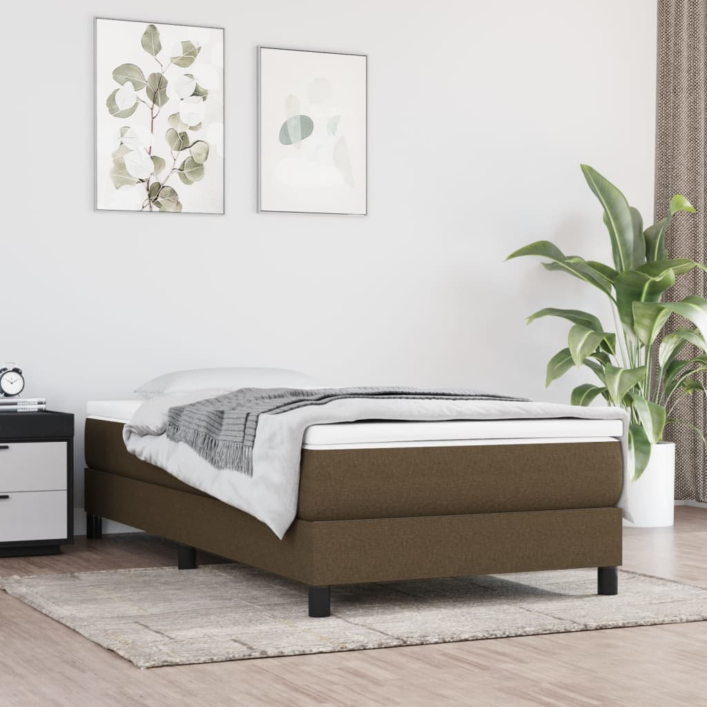 vidaXL Posteľný rám boxsping s matracom hnedý 90x200 cm látka