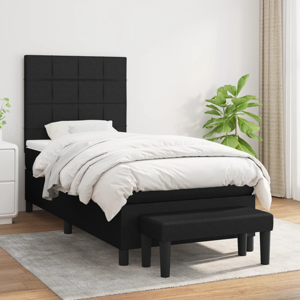 vidaXL Posteľný rám boxspring s matracom čierny 90x200 cm látka