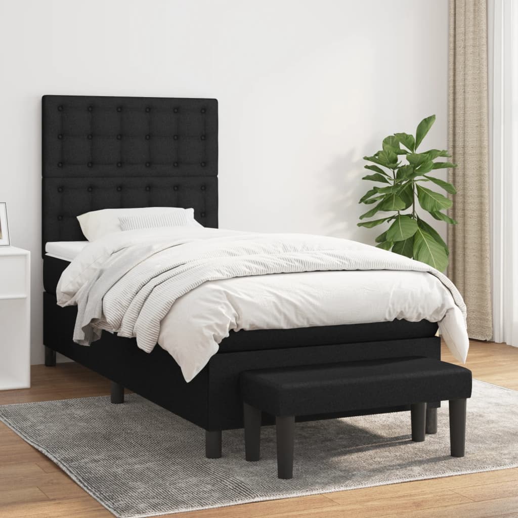 vidaXL Posteľný rám boxspring s matracom čierny 90x200 cm látka