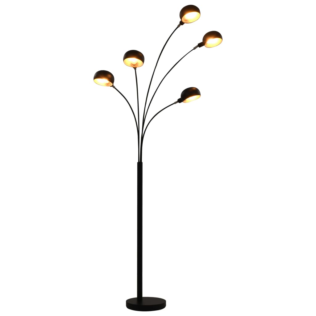 vidaXL Stojanová lampa čierna a zlatá 200 cm 5 x E14