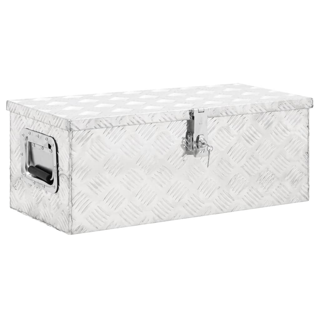 vidaXL Úložný box strieborný 70x31x27 cm hliník