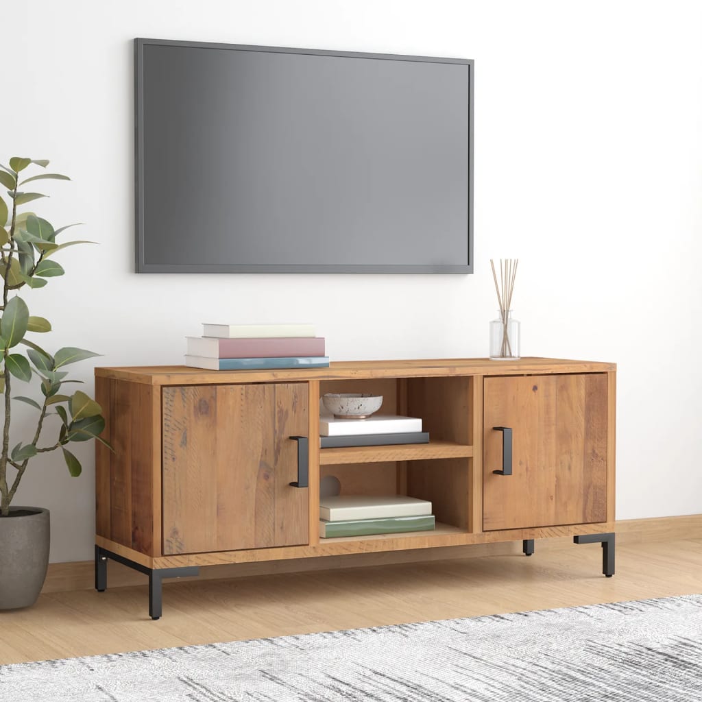 vidaXL TV skrinka, hnedá 110x35x48 cm, borovicový masív