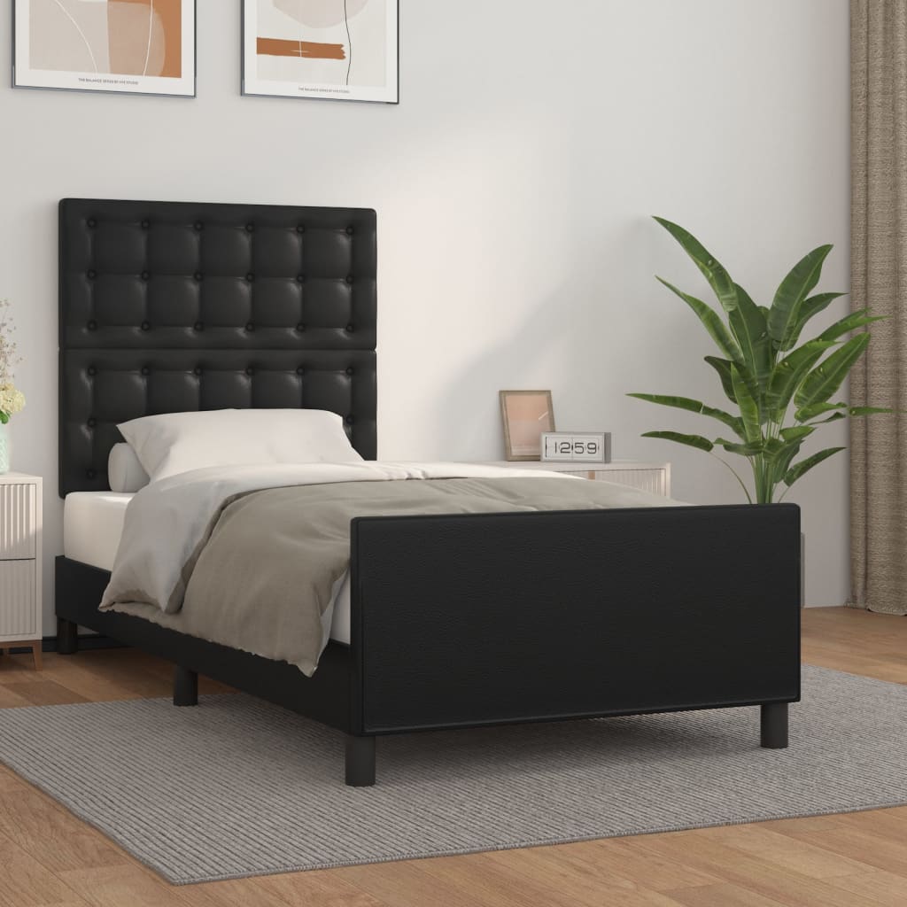 vidaXL Posteľný rám s čelom čierny 80x200 cm umelá koža