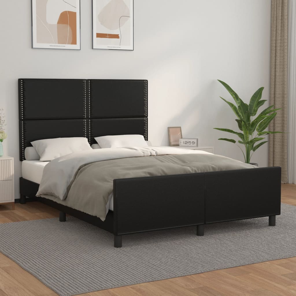 vidaXL Posteľný rám s čelom čierny 140x190 cm umelá koža