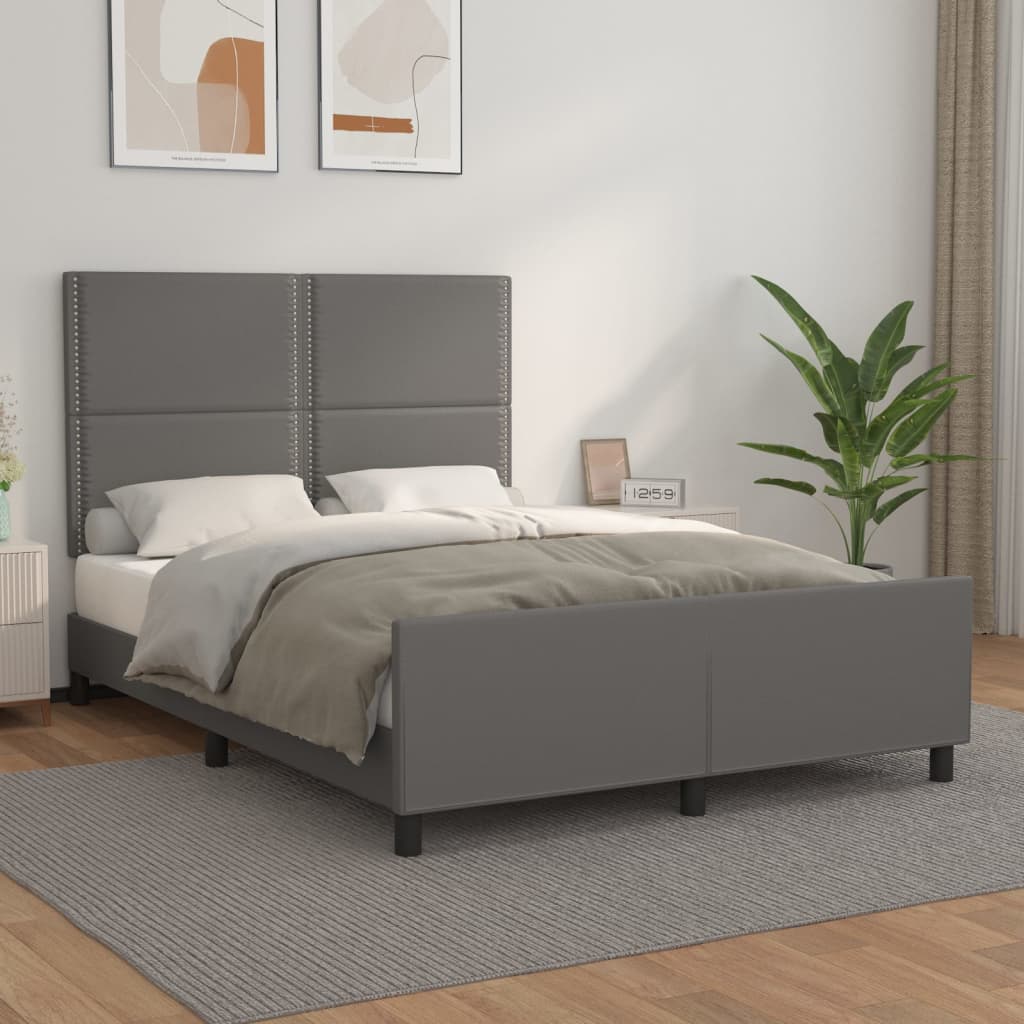 vidaXL Posteľný rám s čelom sivý 140x190 cm umelá koža