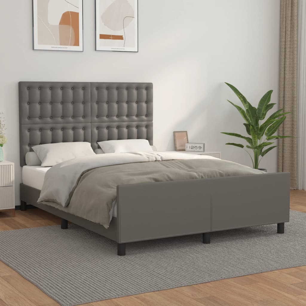 vidaXL Posteľný rám s čelom sivý 140x190 cm umelá koža