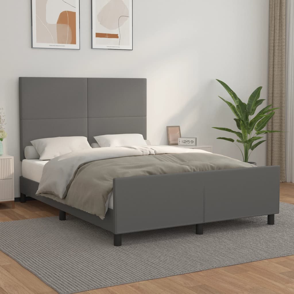 vidaXL Posteľný rám s čelom sivý 140x190 cm umelá koža