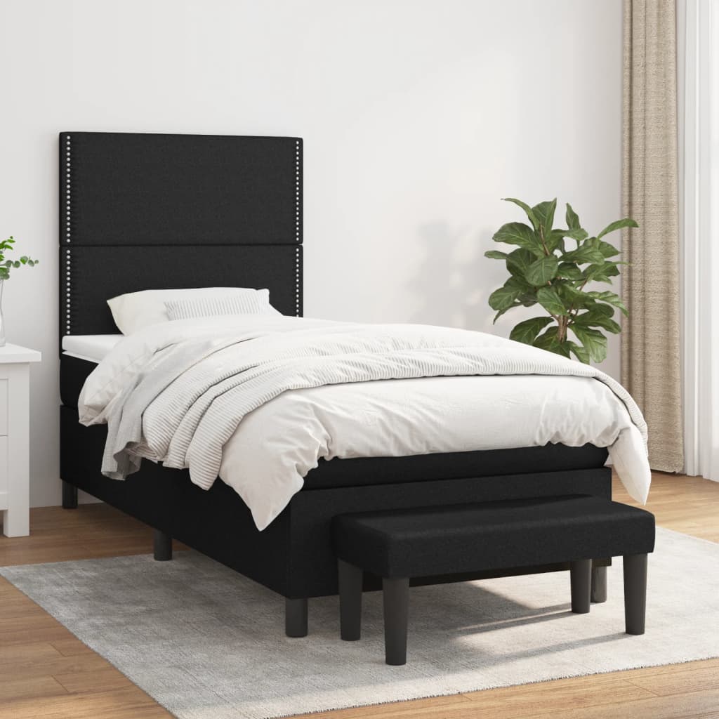 vidaXL Posteľný rám boxspring s matracom čierny 90x200 cm látka
