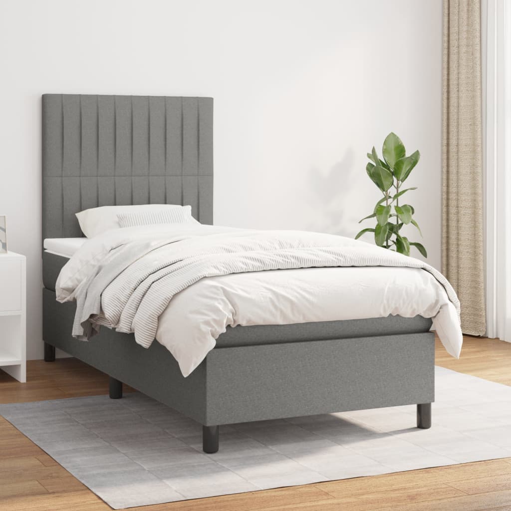 vidaXL Posteľný rám boxsping s matracom tmavosivý 80x200 cm látka